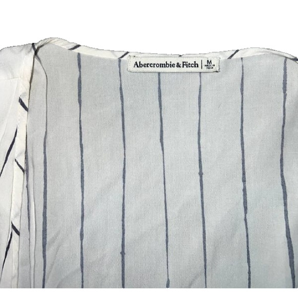 Abercrombie & Fitch White/Grey Y2K Wrap Dress Medium A004460 - Picture 3 of 10
